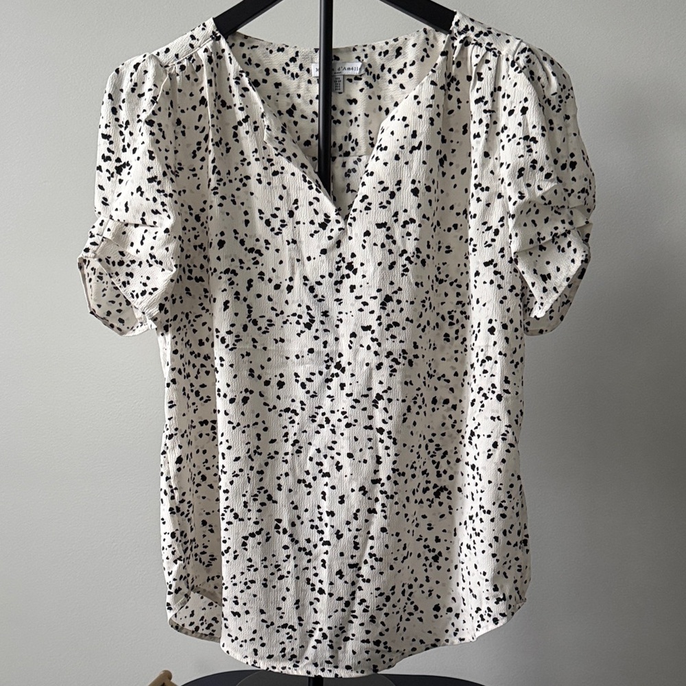 Maison D’Amelie Women's Black and White Printed Top size S